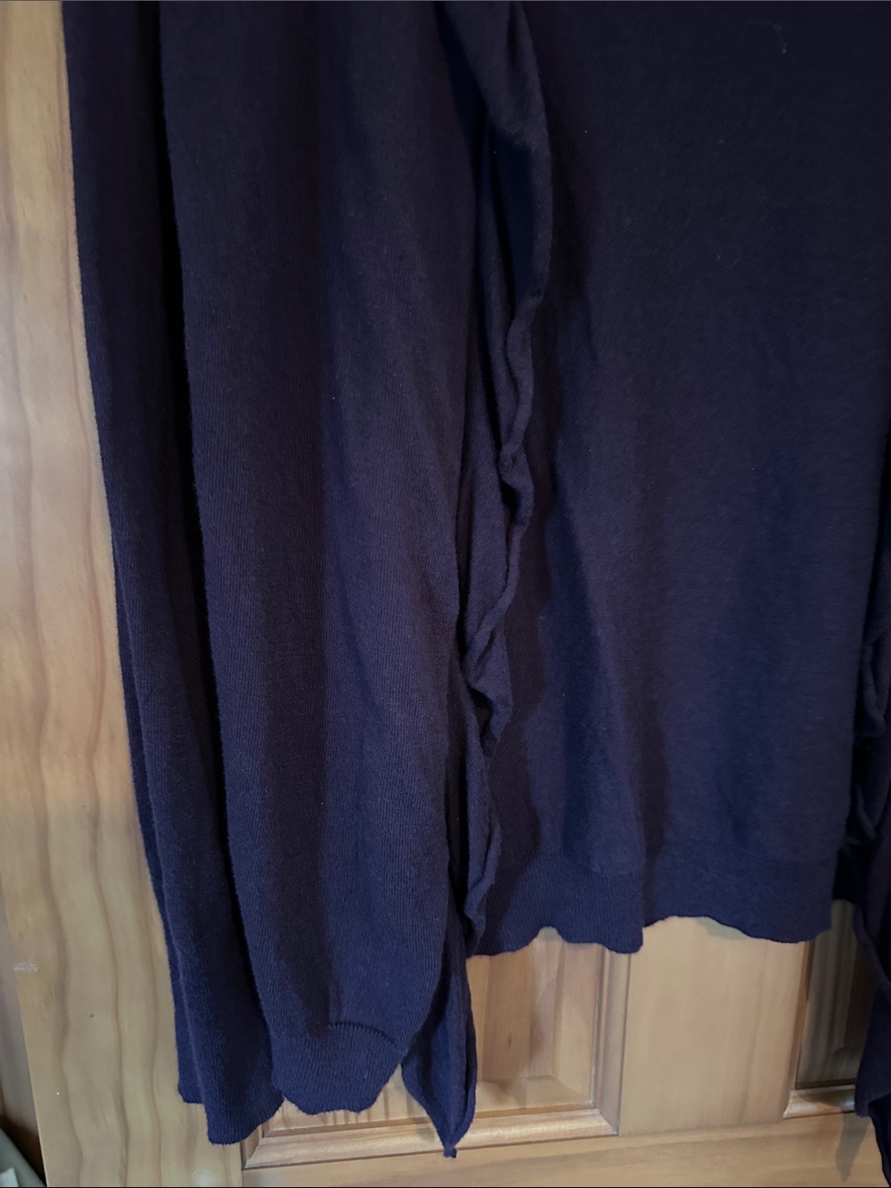 LOFT deep purple Open-Front Ruffle-Trim Cardigan - Picture 3 of 8